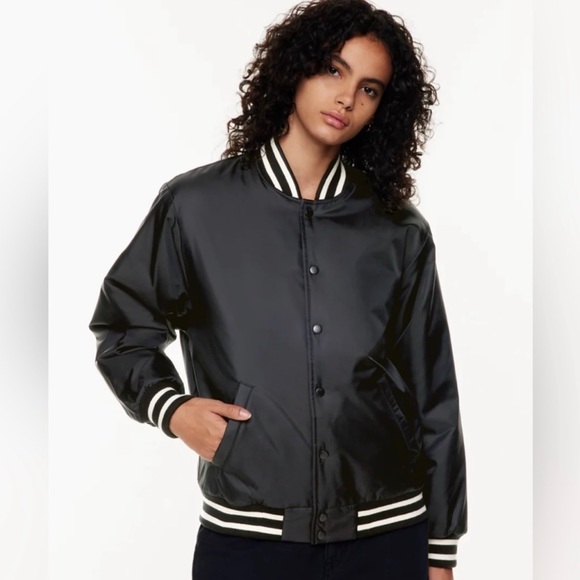 ARITZIA TNA Stadium Jacket Varsity-Inspired Bomber Jacket Black Size L - Picture 2 of 14